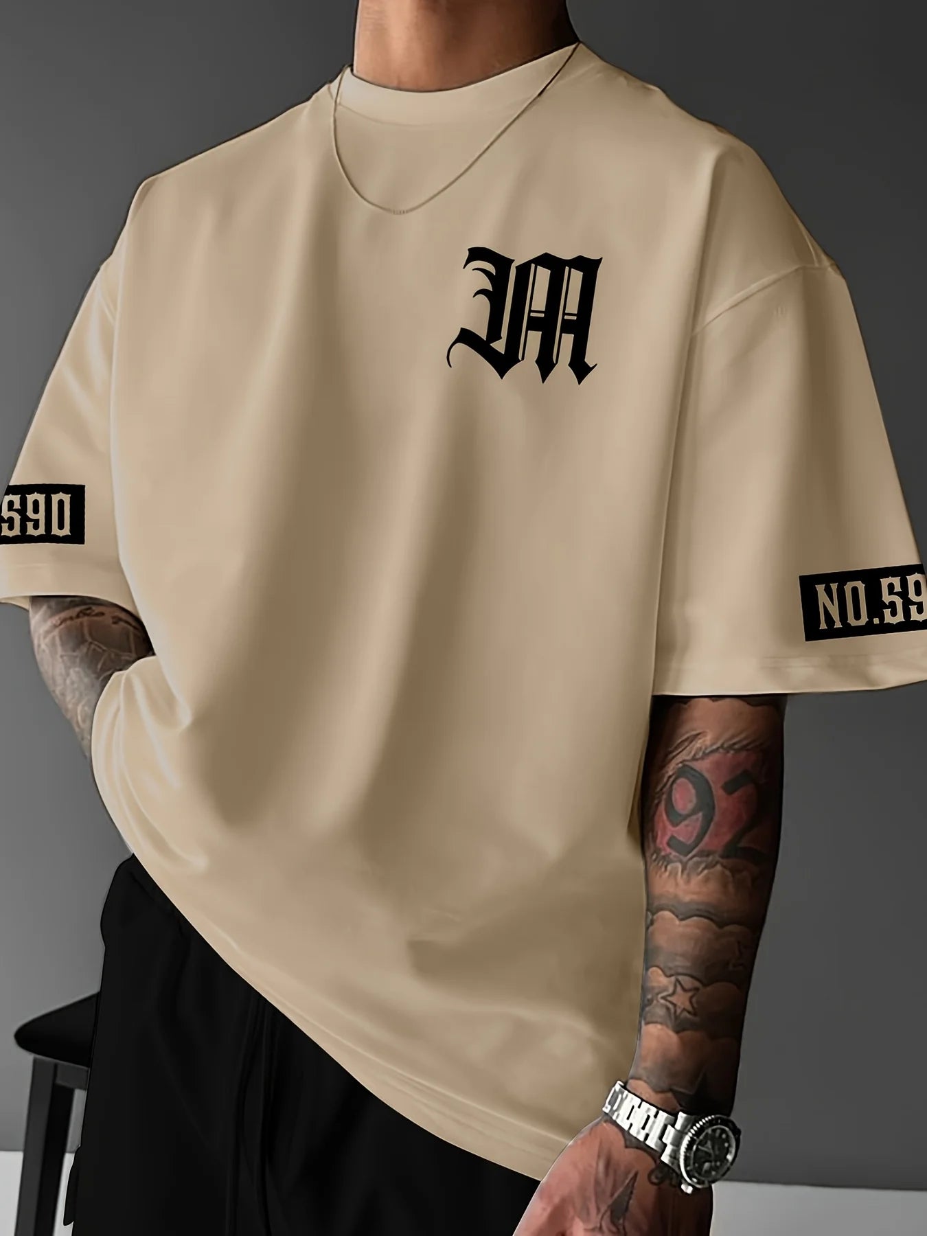 The new men's T-shirt for summer 2025 is breathable lightweight casual and simple with letter prints