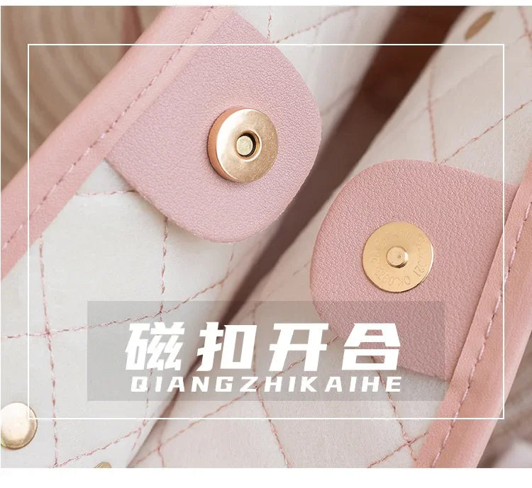 Embroidered Women's Handbag PU Leather Large Capacity Bucket Bag Fashion Beach Tote with Silk Scarf Gift Elegant Daily Use Purse