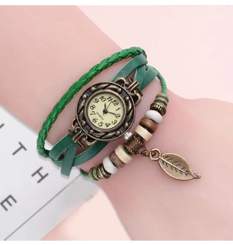 High Quality Women Genuine Leather Vintage Quartz Dress Watch Bracelet Wristwatches Watch Women Luxury Watch