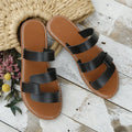 Women's Solid Color Slides, Lightweight Flat Slip On Walking Slides, Comfort Beach Slides