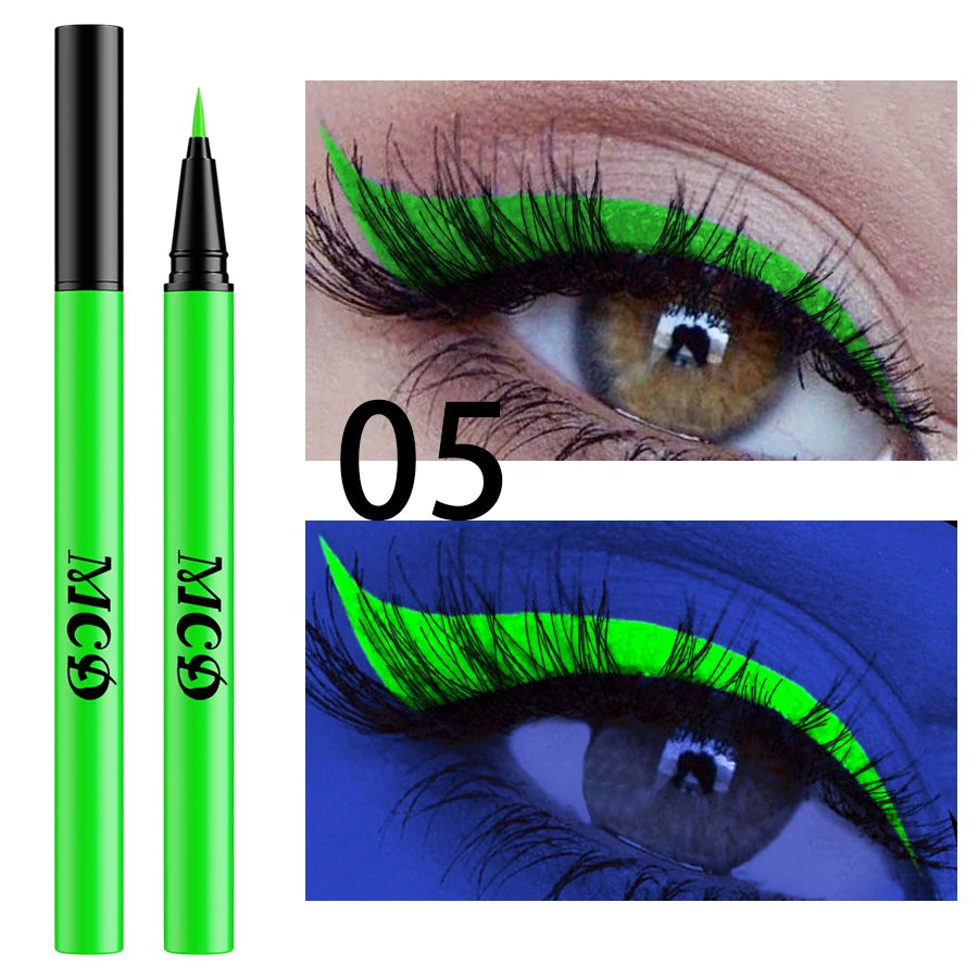 1PC UV Light Neon Eyeliner Pen Eyes Makeup Blue Green Waterproof Liquid Color Eye Liner Pencil Make Up Cosmetics Yellow Purple