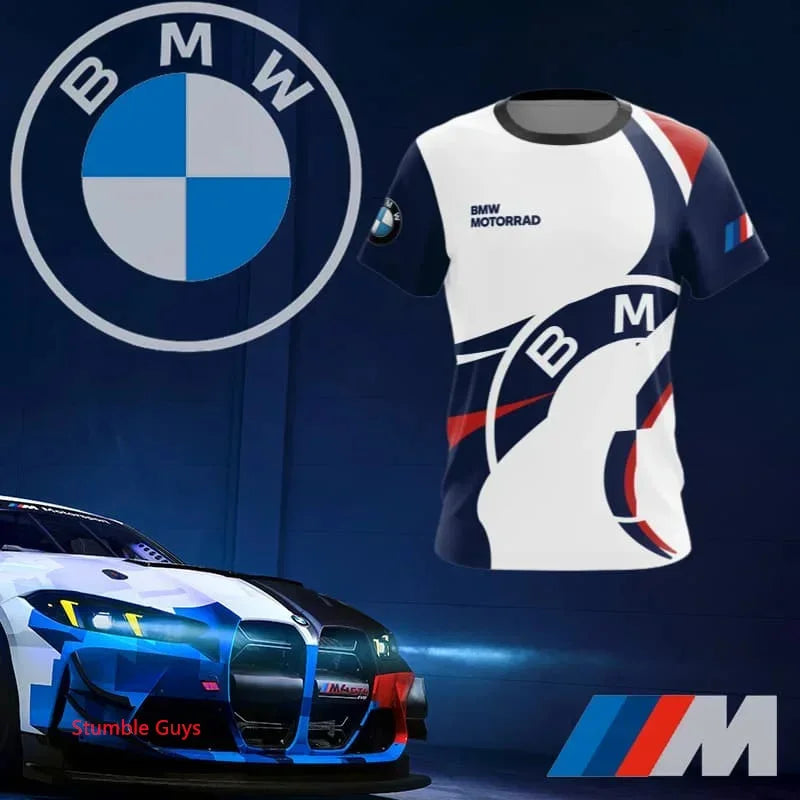 Summer Men's BMW T-Shirt Sports Motorcycle Racing Short Sleeve Fashion Casual M Power Car Brand Clothes