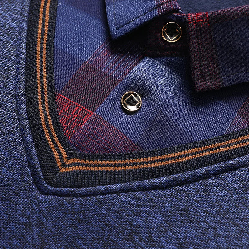 Vintage Plaid Sweater Pullover Men Thick Warm Knitwear Winter Autumn Clothing Patchwork Men's Fleeced Polo Collar Pullovers