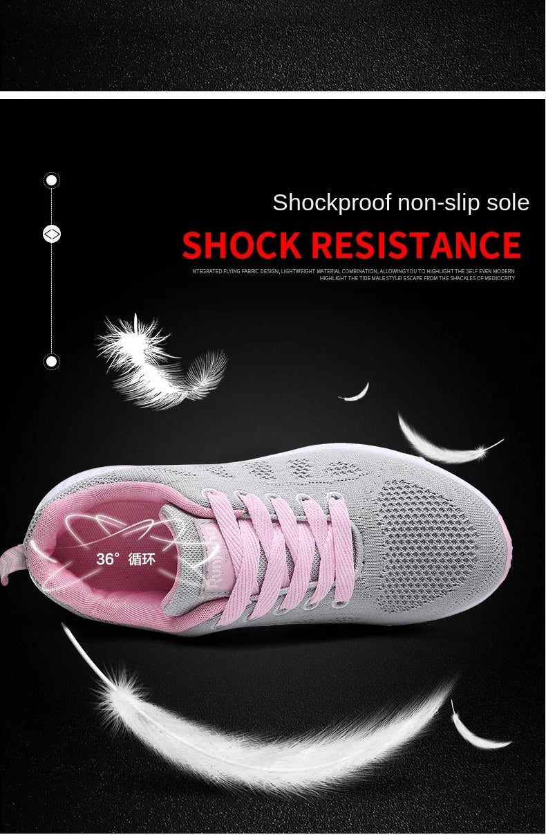 Women's Lace-up Casual Shoe Mesh Flat Shoes for Woman Summer Breathable White Sneakers Women's Vulcanized Sneakers Tenis Walking