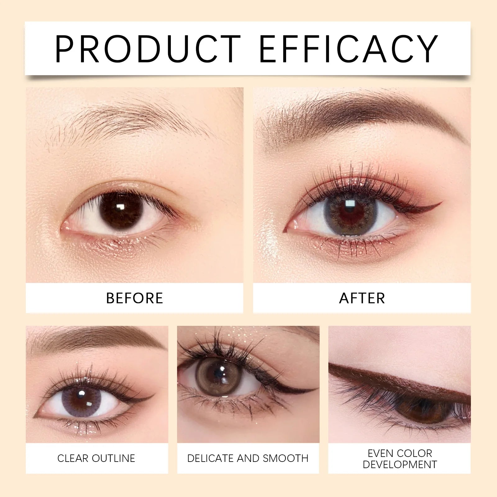 Zephoco Brown Eyeliner Pencil Waterproof Sweatproof Long Lasting Easy to Color Smooth Soft Gel Eyeliner Pencil Eye Makeup Set