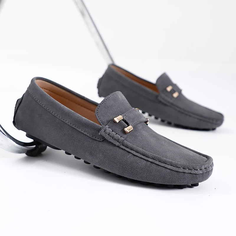 2025 New Cool Men France Style Gentleman Casual Shoes Suede Leather Adult Business Formal Officer Loafers Male Driver Shoes