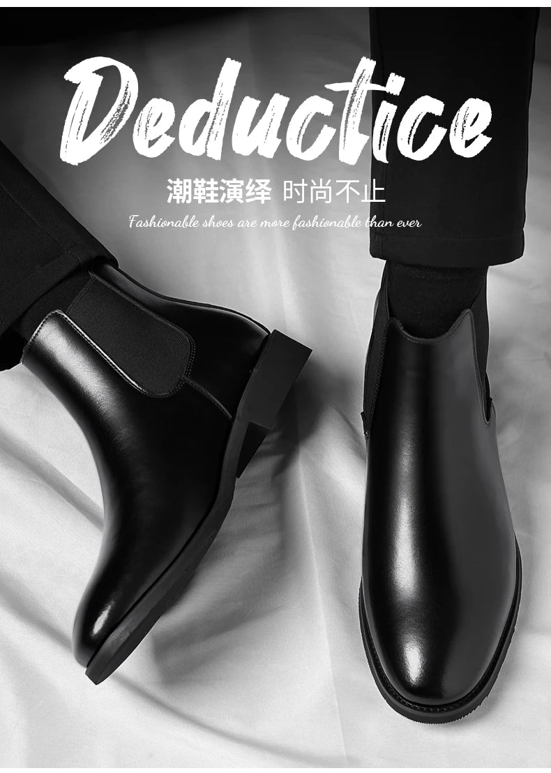2025 New Chelsea Leather Shoes Suede Leather Men's Pointed Business Casual Ankle Boot Fashion Male Winter New Style Comfortable