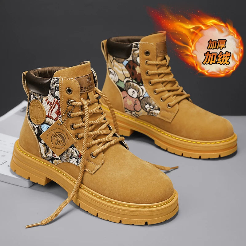 New autumn men shoes boots High Top Fashion Motorcycle Leather Shoes Outdoor leisure comfortable Boots male Lace-Up Botas