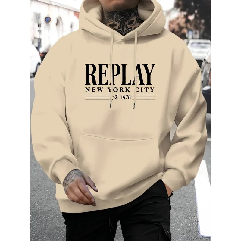 Men's letter-printed sweatshirt - an essential long-sleeved pullover for both daily and formal wear, a casual sweater for autumn