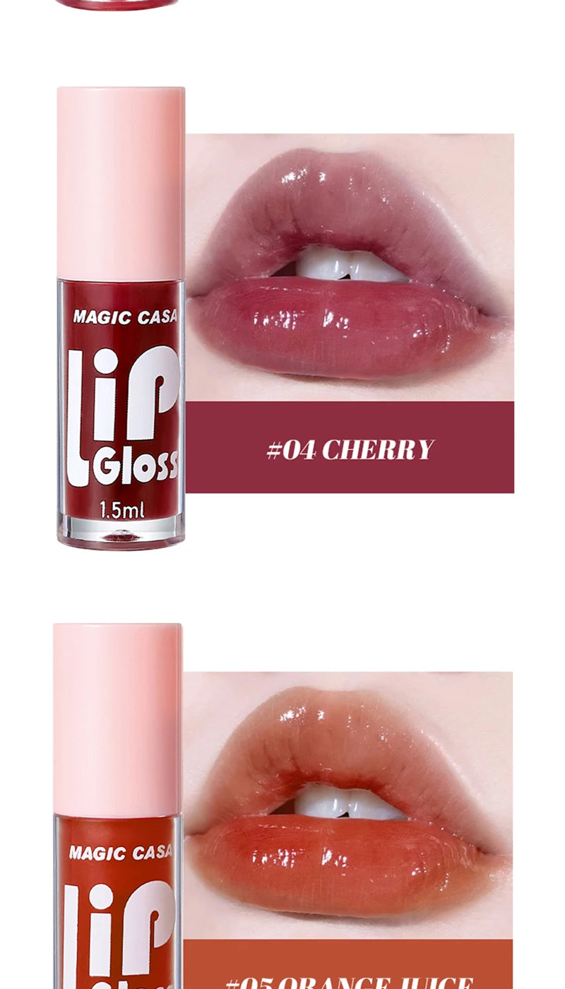 MAGIC CASA 6-Piece Set Water-Gloss Jelly Lip Oil - Plumping, Hydrating, Makeup Base, Long-Lasting Moisture