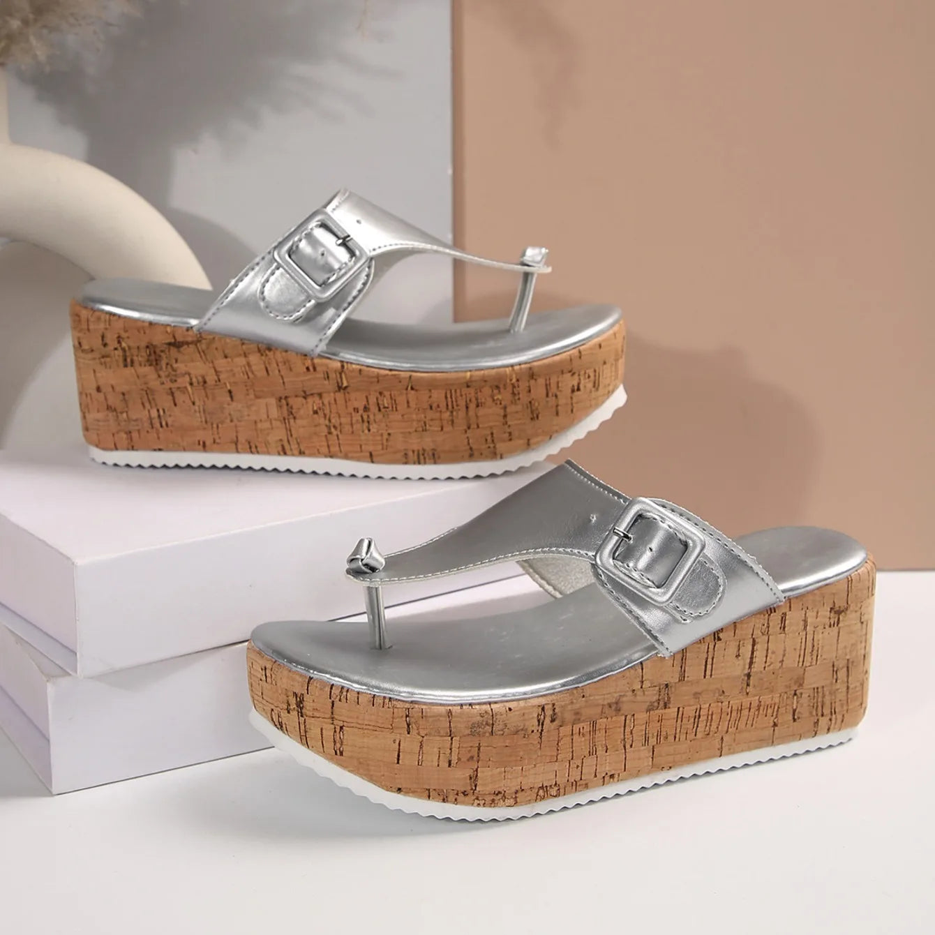 Women Slippers Female Clip Toe Flip Flops Wedges High Heels Women Sandals 2025 New Comfortable Platform Shoes Slides Women