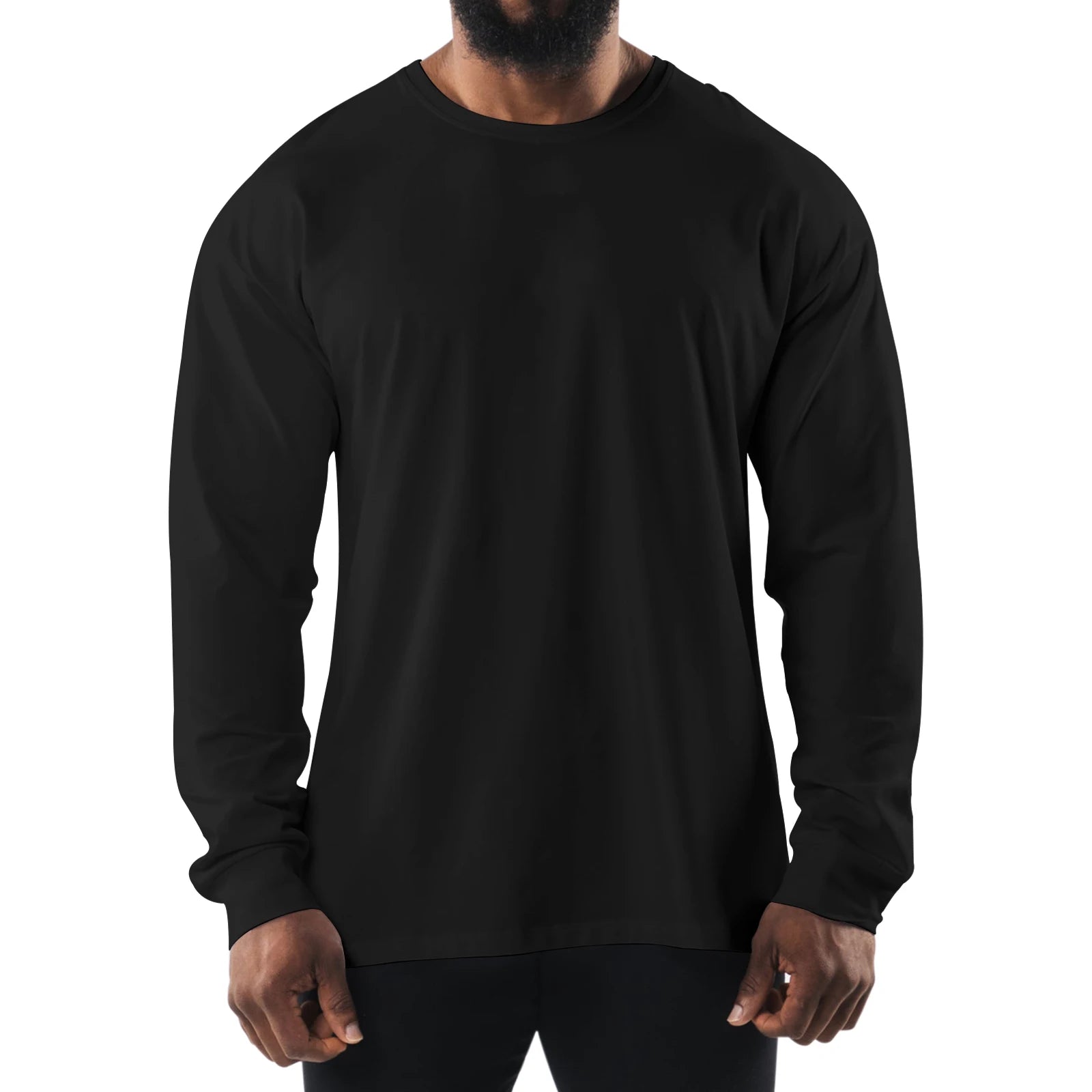 Men's T Shirt Long Sleeve Crewneck Tee Shirts Classic Loose Fit Workout Tops for Men Gym Clothes S-XXL