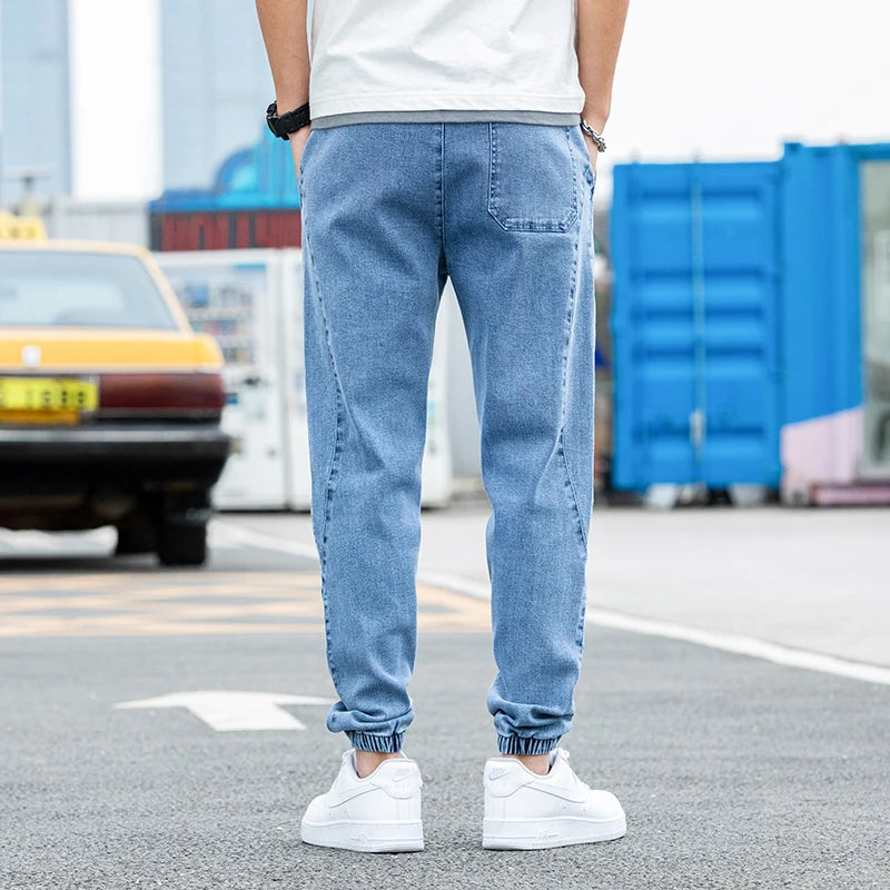 New Big Size 8XL Men's Jogger Jeans Streetwear Black Blue Casual Denim Cargo Pants Stretch Cotton Taper Jeans Baggy Trousers