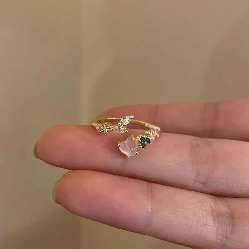 Kpop Retro Gothic Silver Color Heart Metal Ring For Women Girls Vintage Y2k Crystal Open Rings Punk Geometry Rings Party Jewelry