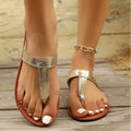 Women's Casual Flat Sandals, Fish Scale Pattern T-Shaped Thin Strap Sandals, Summer Sexy and Cool Flip-Flops, Suitable for Beach, Outdoor, Vacation, Valentine's Day Gifts