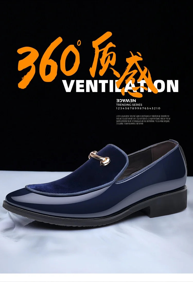 Italian Men's Dress Shoes British Suede Patent Leather Casual Shoes Korean Trendy Loafers 2024 Male Wedding Party Shoes for Men