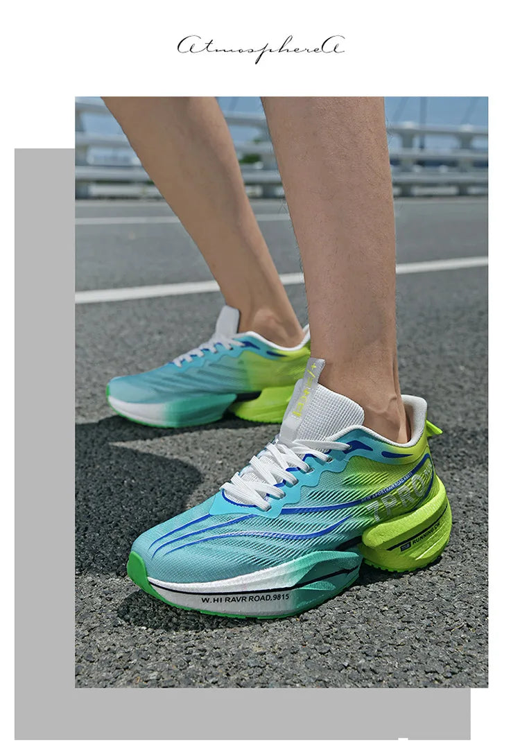 New Men's Carbon Plate Sneakers Outdoor Soft Sole Mesh Sports Shoes Running Shoes Light Anti-Slip Casual Couple Tennis Shoes