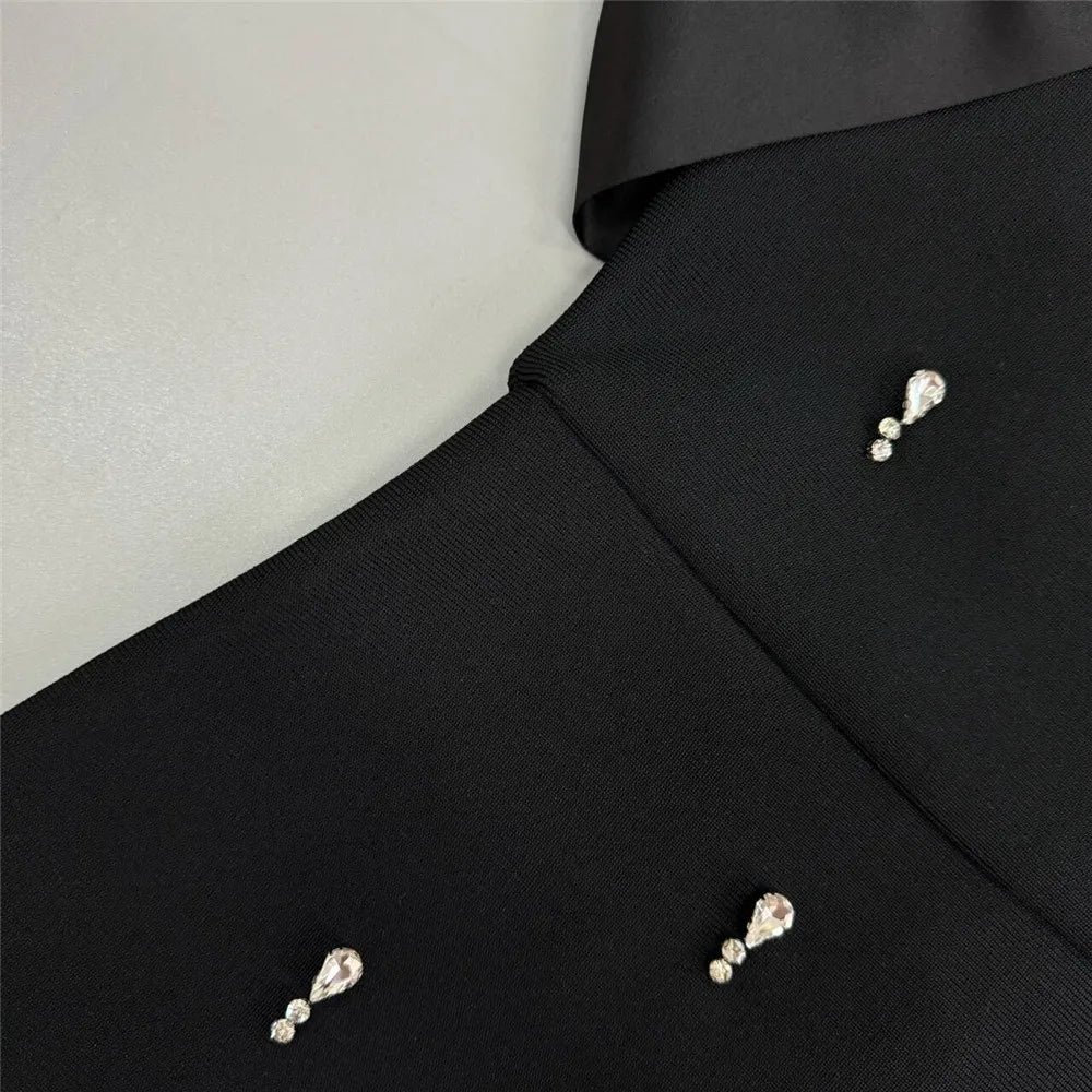 Women Sexy Beading Bandage Dress Off The Shoulder Patchwork Bodycon Clothes Club Party Elegant Dresses