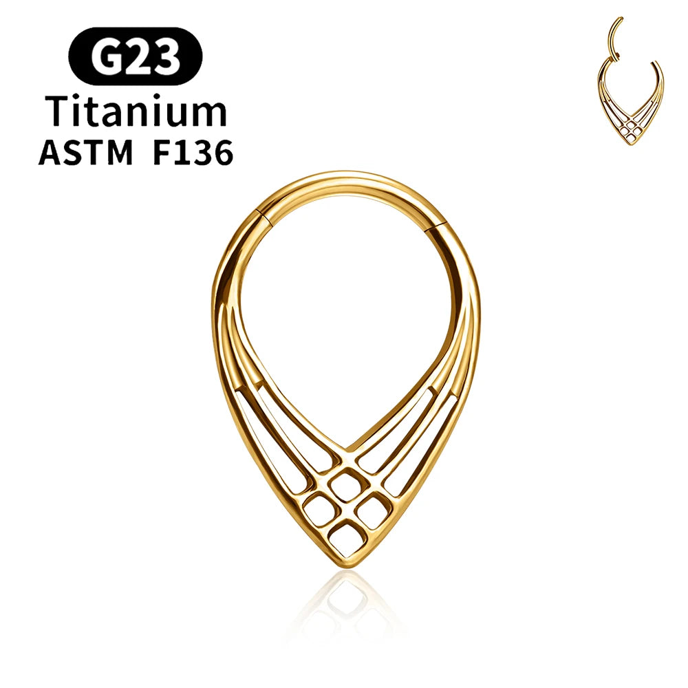 ASTM F136 G23 TItanium Piercing Septum Heart Nose Rings 16G Hinged Clicker Tragus Cartilage Helix Earrings Punk Body Jewelry