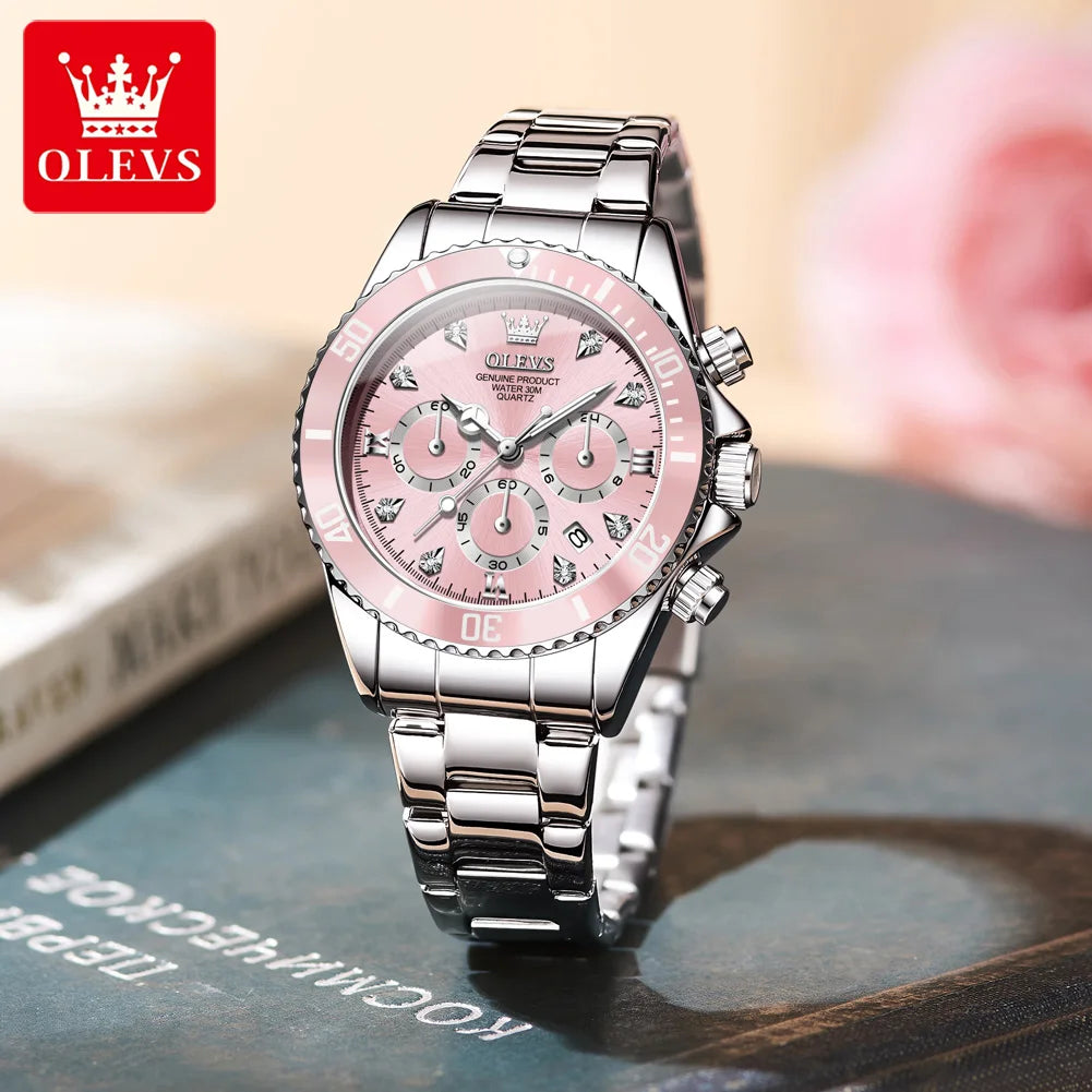 Luxury Women Watch Original Quartz Watch Multi functional HD Date Waterproof Luminous Chronograph Women Gift Watch