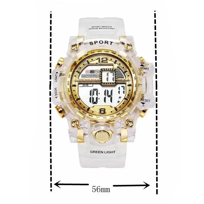 Outdoor Sport Transparent Digital Watch Men Women Alarm Clock 5Bar Waterproof Shock Creative Watches LED Display Wristwatch