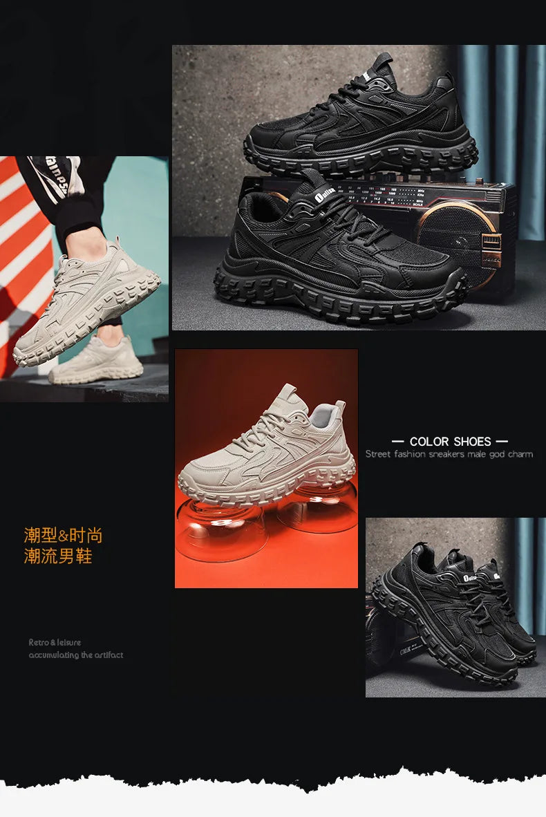 Breathable Casual Men's Sneaker Trendy Dad Comfortable Shoes for Man Sports Durable Thick-soled Sneakers Running Tenis Masculino