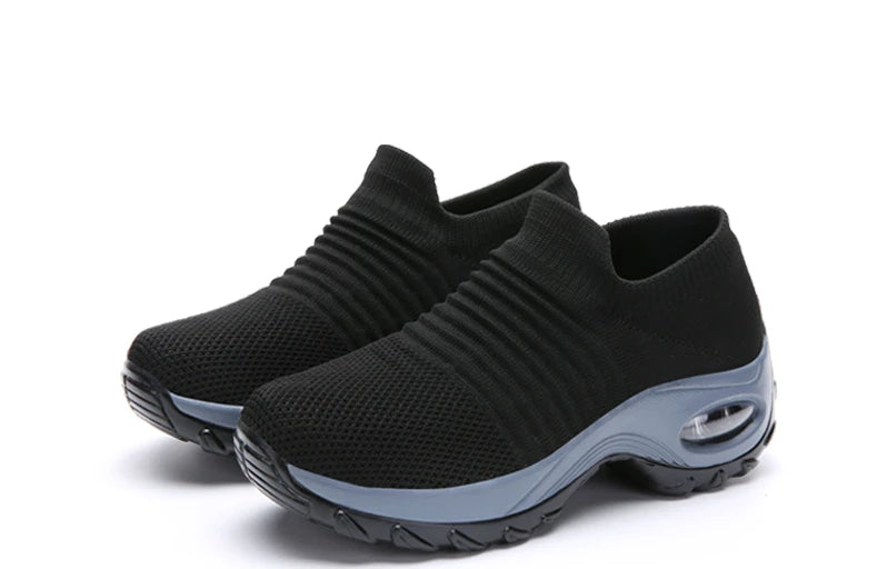 Fashion Women's Casual Sneakers Summer Comfort Mesh Running Shoes Breathable Cushion Black Sneakers for Women 2026 Student Shoes