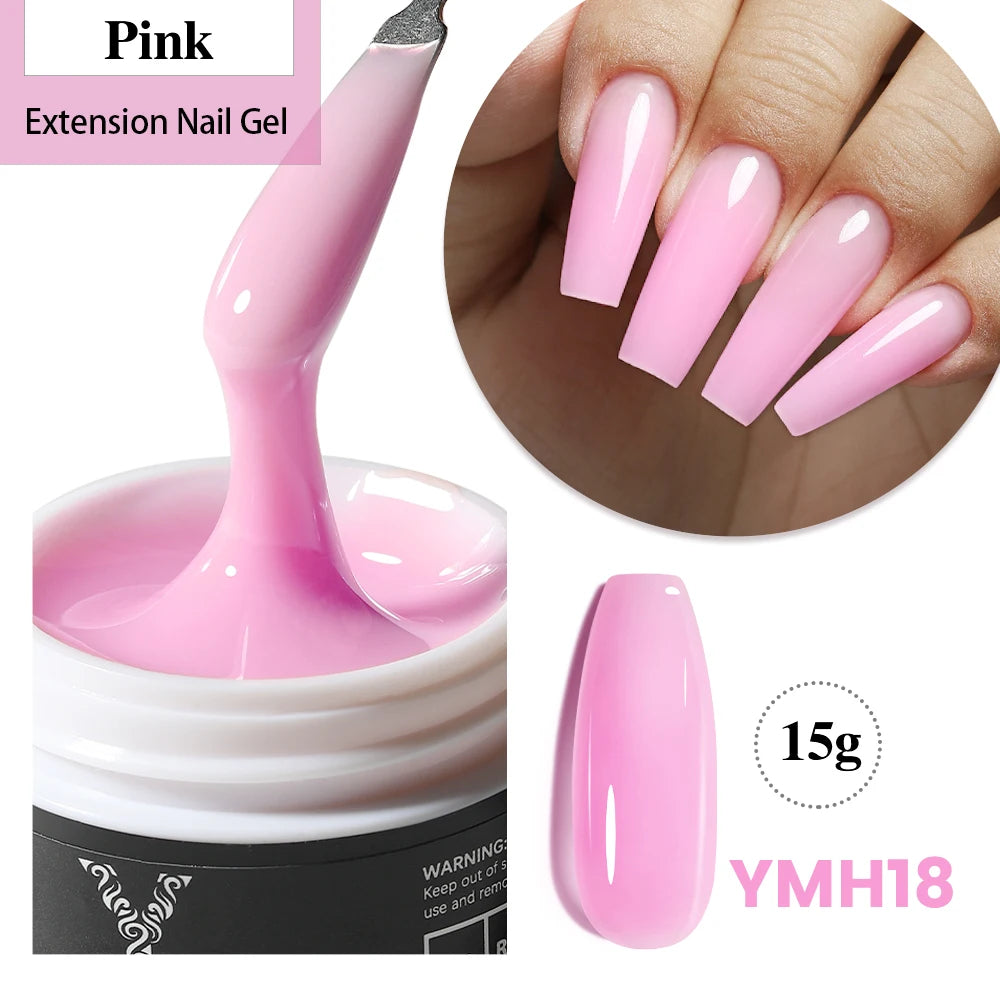 YOKEFELLOW 15g Jelly Extension Gel Nail Polish Nude Pink Clear Building Construct Extend Gel Soak Off UV LED Acrylic Gel Varnish