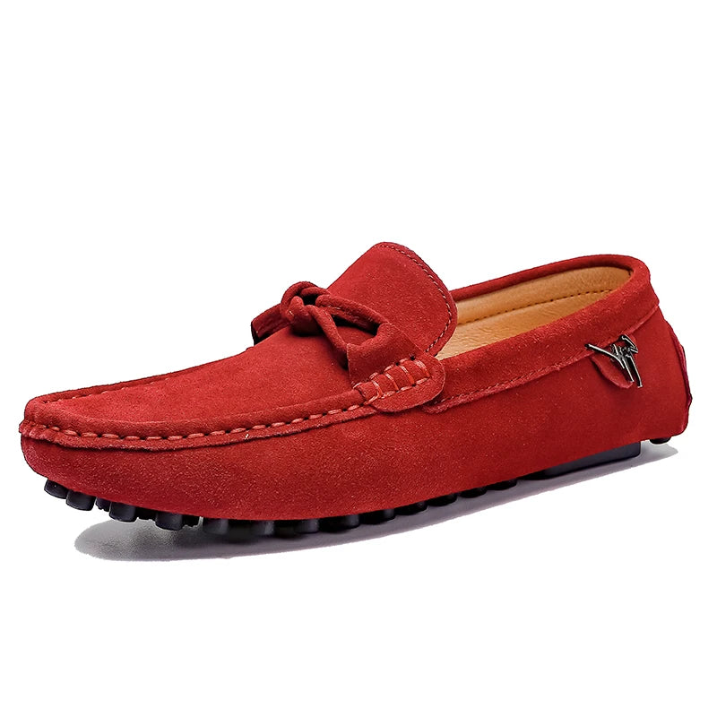 Suede Leather Men Loafers Handmade Slip-On Dress Shoes Comfortable Cushioned Insole Business Casual Shoes Man Driving Moccasins