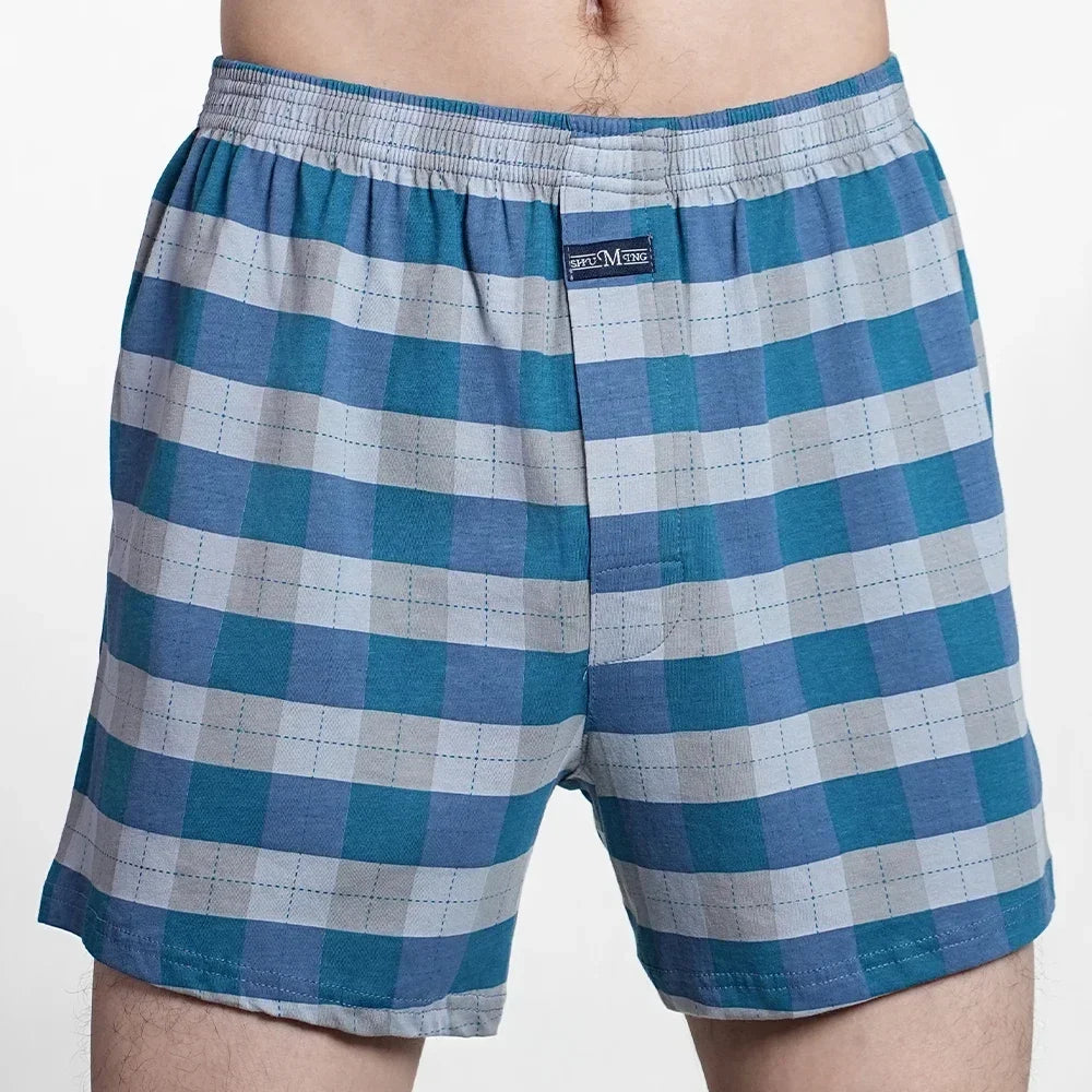 2024 Men's 100% Cotton Boxer Shorts Foreskin Underwear High Waist Big Underpants Casual Plaid Plus Size Aro Alo Allo Pants M-3XL