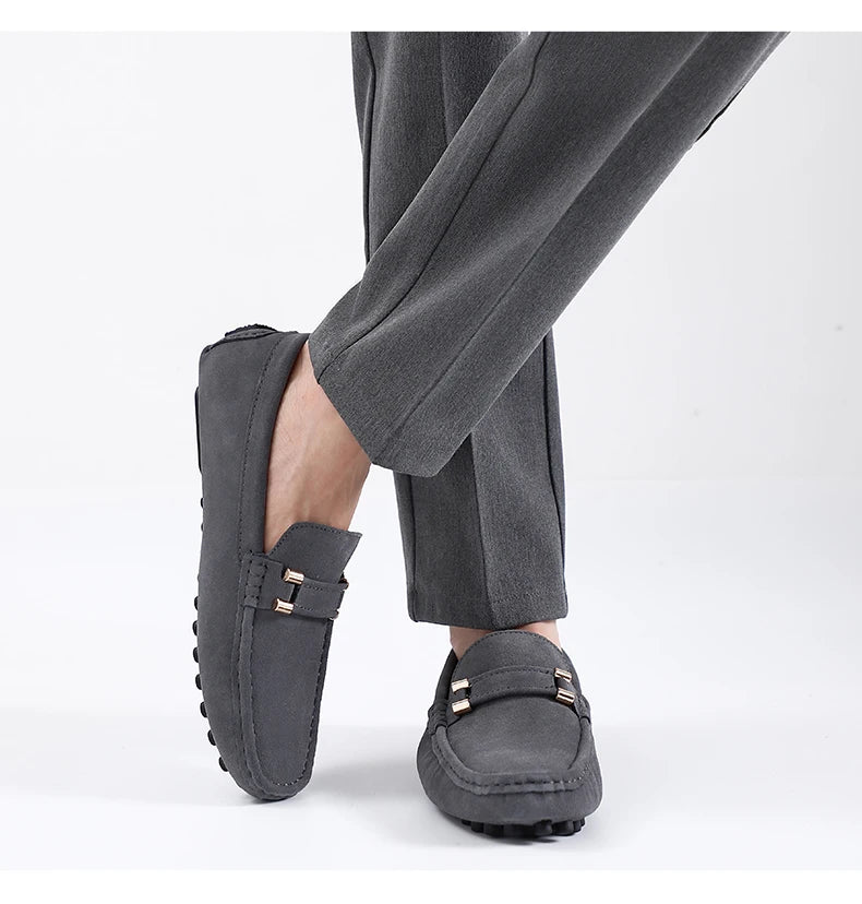 2025 New Cool Men France Style Gentleman Casual Shoes Suede Leather Adult Business Formal Officer Loafers Male Driver Shoes