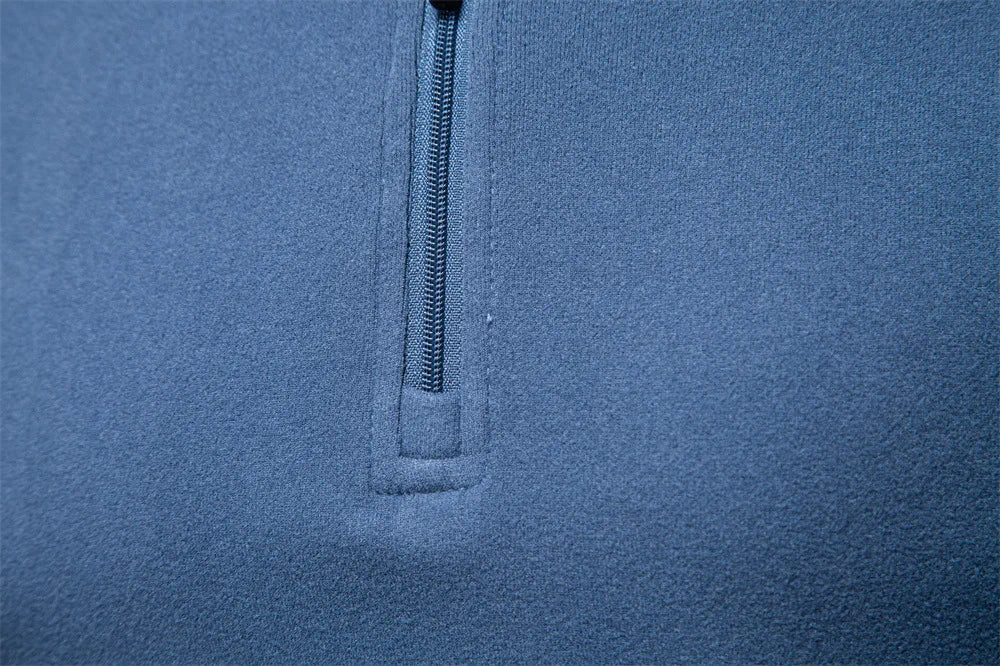 2025 New Men Stand-Up Collar Half-Zip Soft Shell Sweatshirt Long Sleeve Breathable Warm Pullover Casual Streetwear Jacket‌