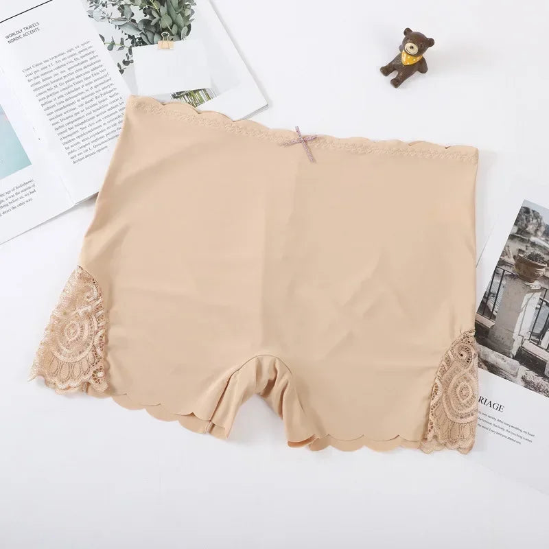 Sexy Lace Edge Safety Short Pants Soft Seamless Under Skirt Shorts Modal Ice Silk Breathable Short Tights Women Underwear