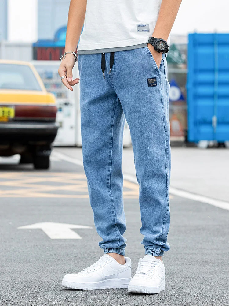 New Big Size 8XL Men's Jogger Jeans Streetwear Black Blue Casual Denim Cargo Pants Stretch Cotton Taper Jeans Baggy Trousers