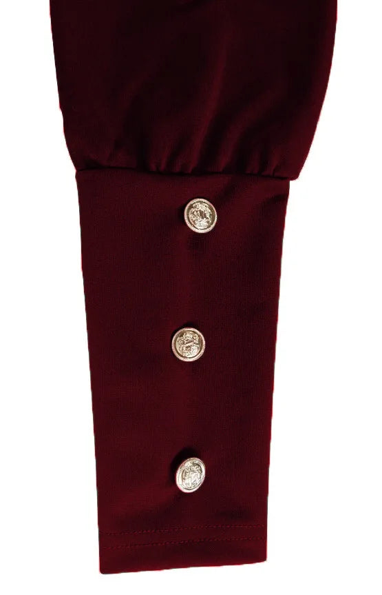 2025 Spring and Autumn New Round Neck Bubble Sleeve Button Decorative Long Sleeve Dress