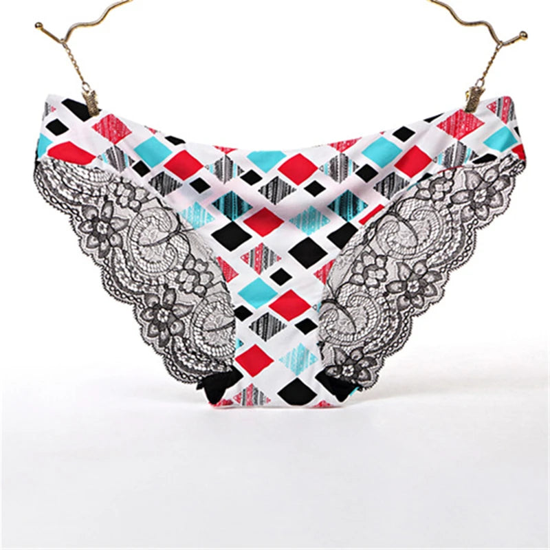 Women's Seamless Underwear Leopard Intimate Women Sexy Lace Black Floral Panties Seamless Panty 3pcs/set