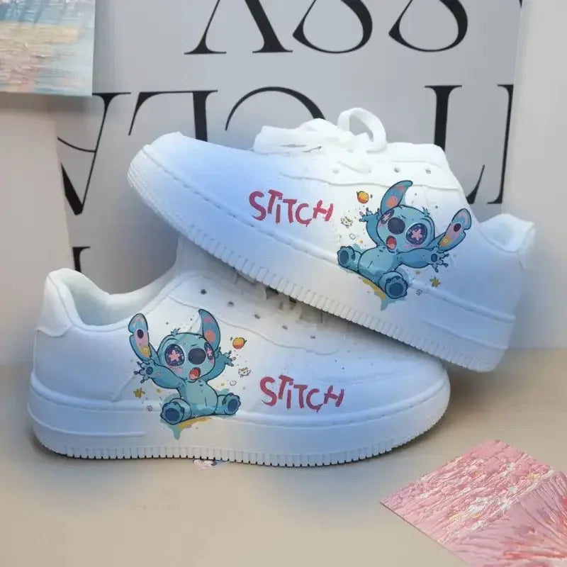 New Disney women cartoon Stitch cute White  Casual shoes soft sports shoes for girlfriend lady gift EU size 35-44