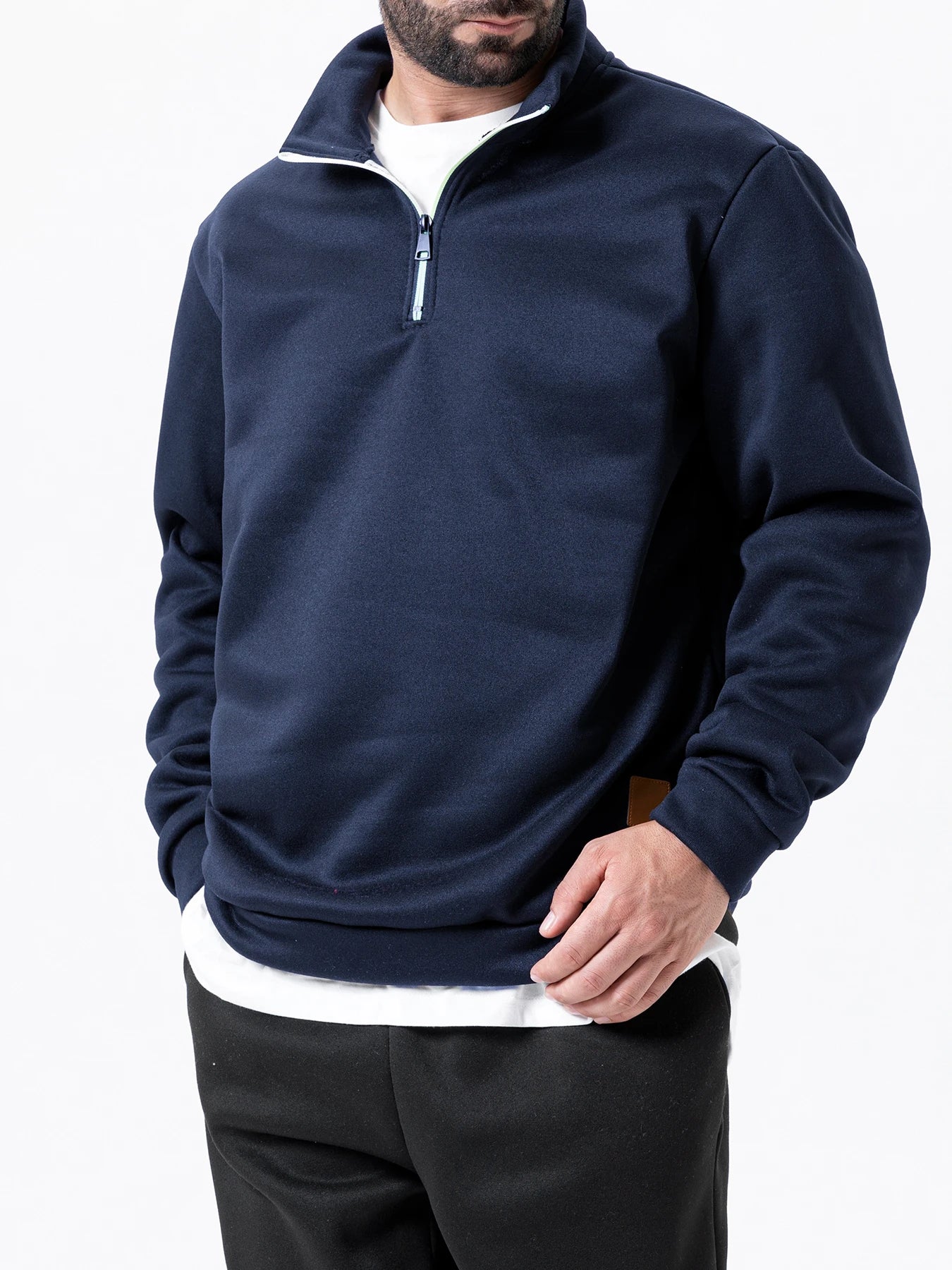 Men Sweatshirts Autumn Thicker Pullover Half Zipper Pullover Male Winter Solid Color Turtleneck Sweater Hoody Outdoor Sweatshirt