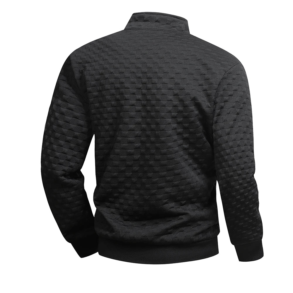 Men's Quarter Zip Sweatshirts Casual Fall Mock Neck White Loose Pullover Long Sleeve Solid Graphic Zip Up Sweatshirt