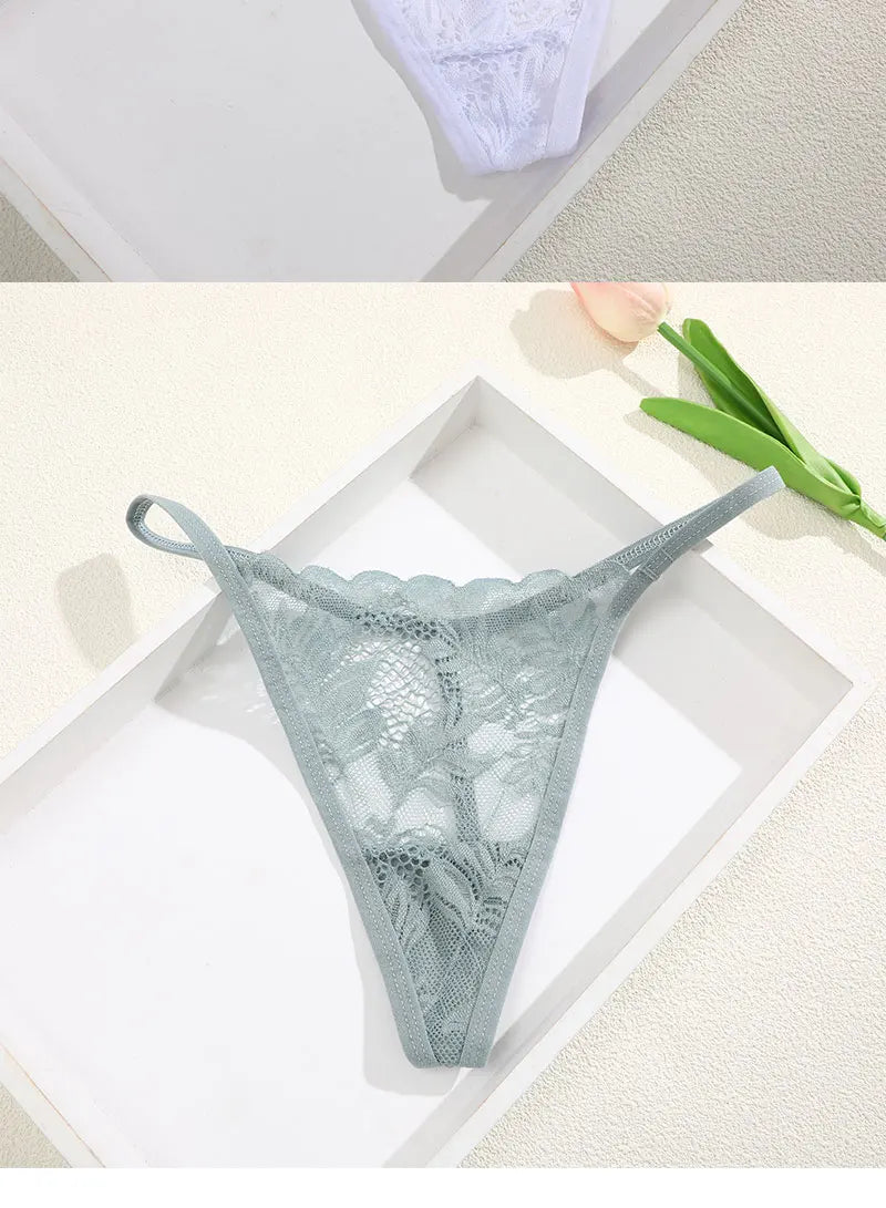 FINETOO 6PCS/Set Lace Thong Female Bikini Lady Intimates S-XL Women Seamless Panties Sexy Girl's Underwear Transparent Briefs
