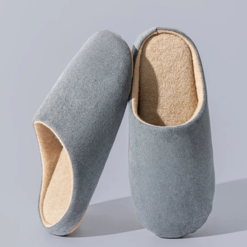 Men's Solid Color Slippers Autumn and Winter Thin Velvet Mute Soft Bottom Non-Slip Soft Comfortable Indoor Floor Home Shoes