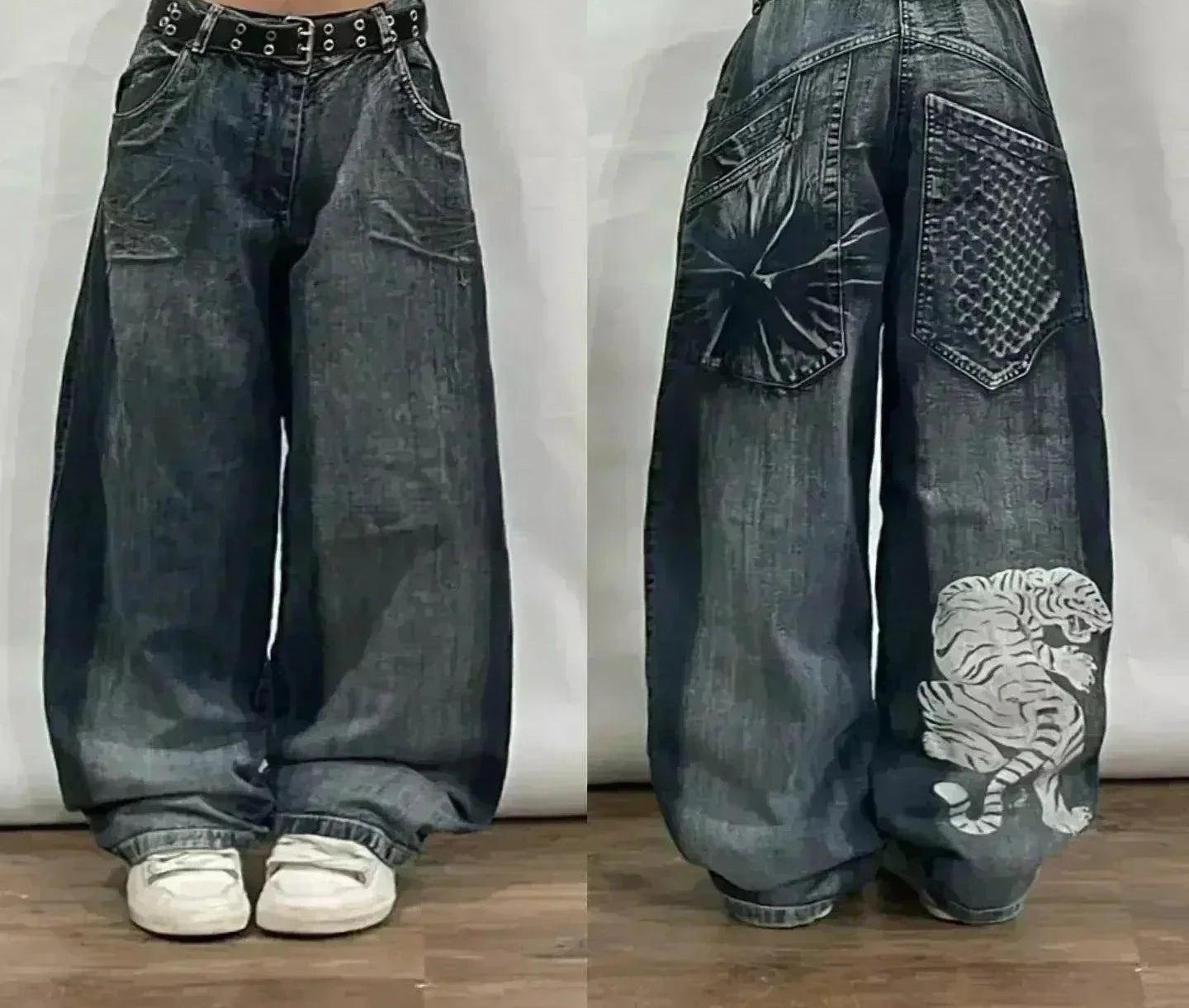 American Fashion Hip Hop Joker Oversized Jeans Women Street Y2K New Clearance Spot Hot Mopping Wide-leg Pants Unisex Loose Jeans