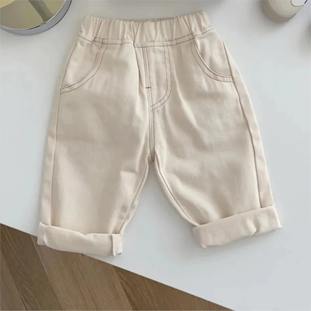 LILIGIRL 2025  Baby Pants Solid Kids Jeans Casual  Boys Denim Pants Soft  Girls Fashion Trousers