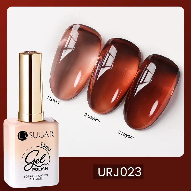 UR SUGAR 15ml Blood Red Jelly Gel Nail Polish Translucent Color Crystal Nude Gel Nail Art Varnish For Fall Winter Manicure