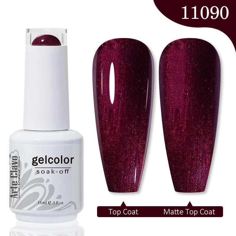 Arte Clavo 15ml Rose Red Pink Color Gel Nail Polish Autumn Winter Hot Sale Long Lasting Soak Off For Manicure Nail Art Gel