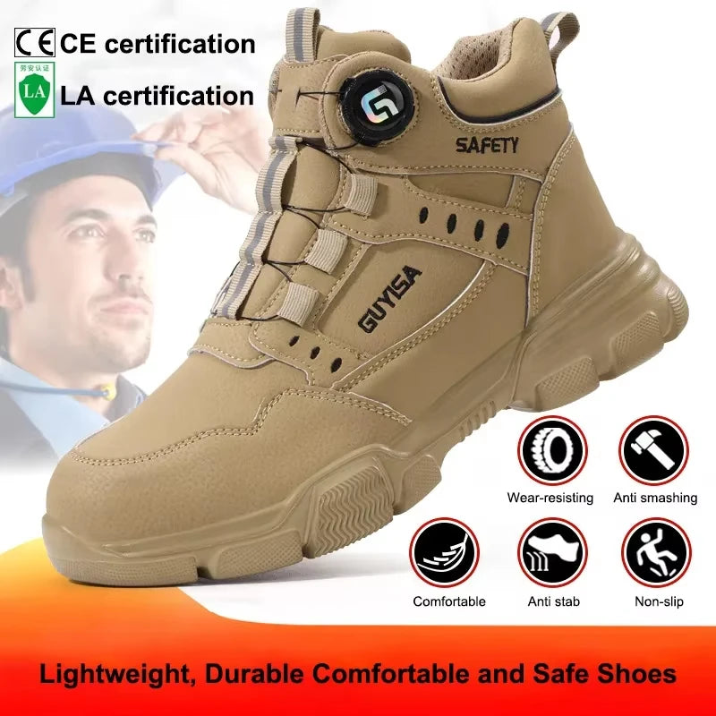 Men's Rotating Button Anti-Smash Anti-puncture Steel toe work Safety Shoes Men Work Boots Protective Women Sneakers Shoes