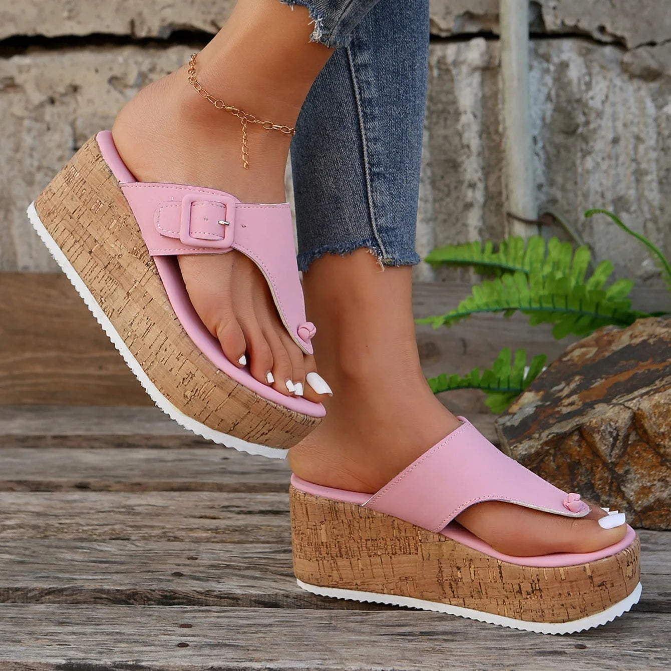 Women Slippers Female Clip Toe Flip Flops Wedges High Heels Women Sandals 2025 New Comfortable Platform Shoes Slides Women