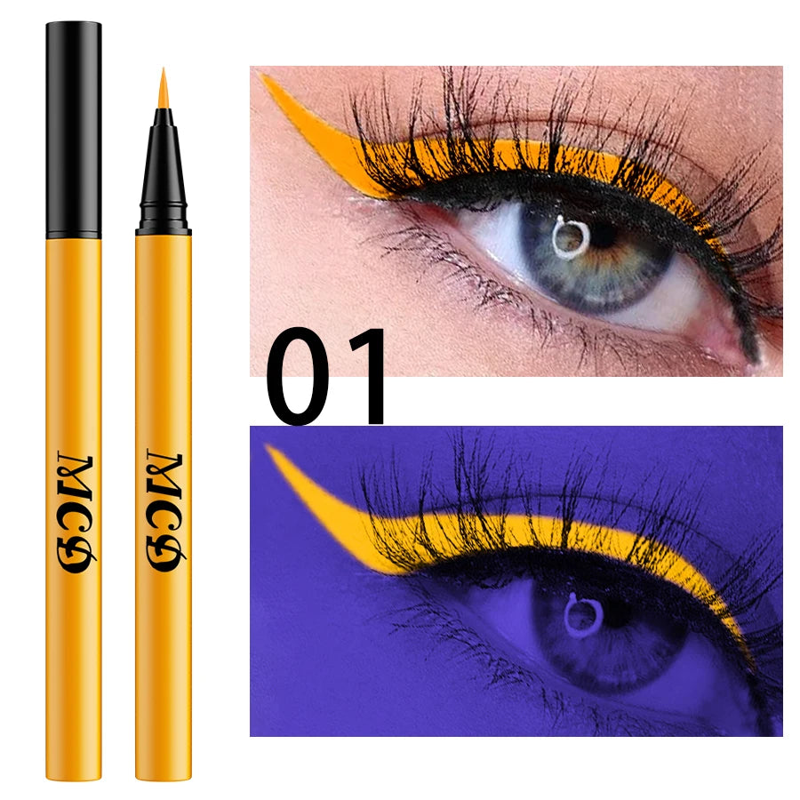 1PC UV Light Neon Eyeliner Pen Eyes Makeup Blue Green Waterproof Liquid Color Eye Liner Pencil Make Up Cosmetics Yellow Purple
