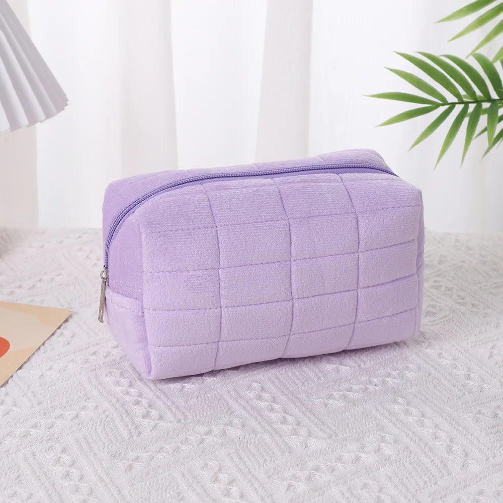 Cosmetic Bag Plush Pink Makeup Pouch Large Capacity Travel Toiletry BagOrganizer Makeup 2025 Storage Female Travel Wash Pouch