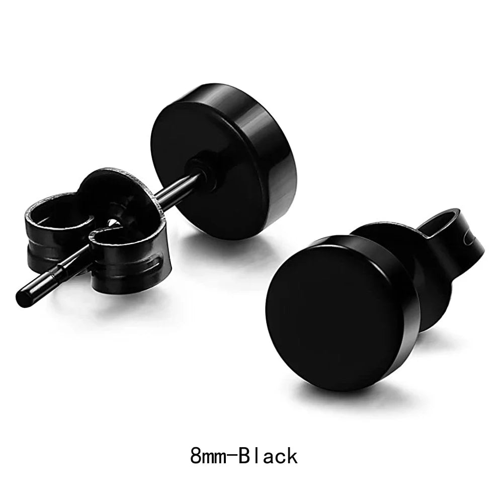 Punk Black stainless steel earrings men's small ball earrings cartilage earring endless earrings black men's and women's set